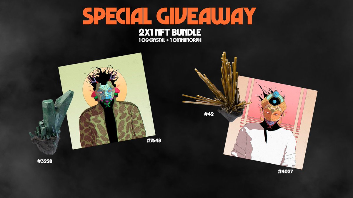 omnimorphs's tweet image. We're so excited to announce a special joint giveaway with @ogcrystals!💙

💎Win 2x1 NFT bundle (1 OG:Crystal + 1 Omnimorph) 

How to enter:
1️⃣ Follow @ogcrystals &amp;amp;  @Omnimorphs
2️⃣ Tag 3 friends 
3️⃣ Just RT this tweet!

Ends: Nov 12th, 6 PM EST.