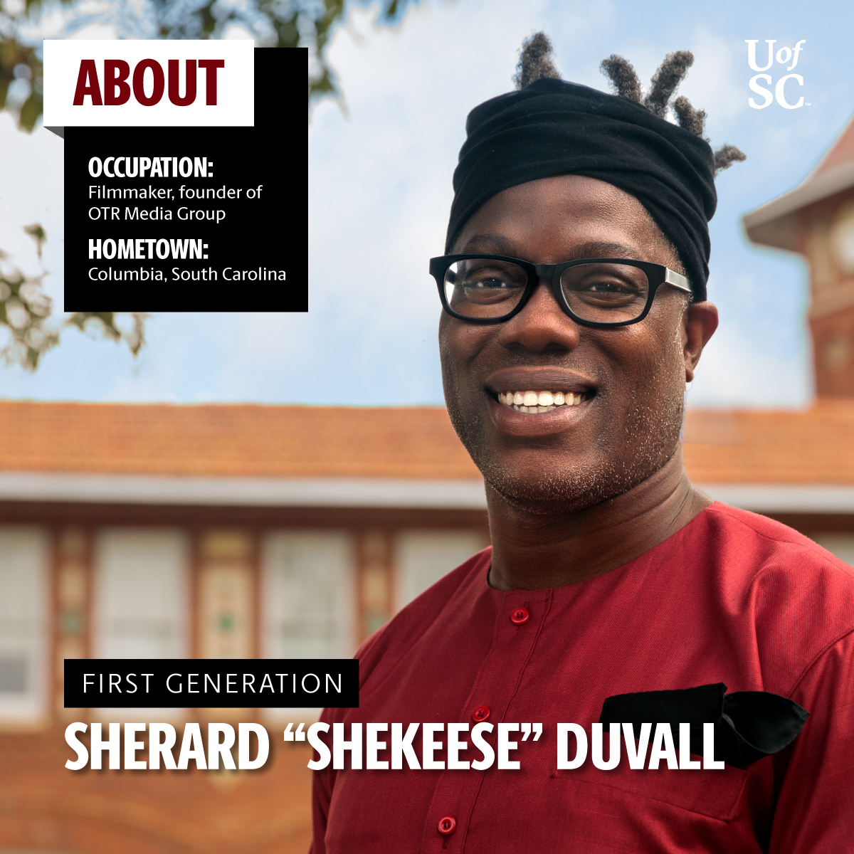 UofSC's tweet photo. .@ShekeeseSMD now teaches a @UofSC_SVAD class that he once took as a #UofSCFirstGen student.
Meet Sherard “Shekeese” Duvall. ➡️ https://t.co/GkcodCCU8M https://t.co/Ve4yrKzQxZ