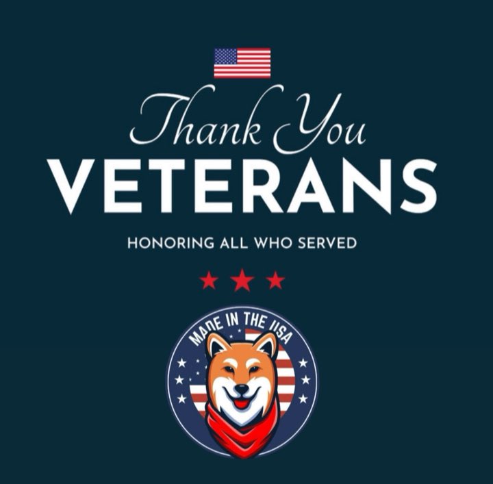 This #VeteransDay, we honor our service men and women for their bravery and sacrifice. Thank you for all you do! 🇺🇸🐕

@USHIBAEcosystem #UShiba #AmericanShiba #GratitudeMission #UShibaFam #UShibaArmy #1coin4all #Up2US #Merica #HOLD #HODL #HoldandEarn #crypto #btc @wwp #donate