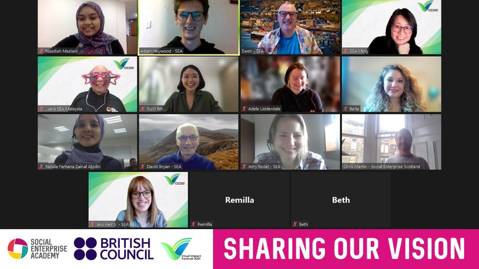 SocEntAcademy's tweet photo. #WhoKnew that on #SocialEnterpriseDay we would have so many exciting events happening around the world!

The VISION programme connected young people in #Scotland with their peers in #Malaysia. Today they shared their ideas on storytelling as a tool to help tackle #ClimateChange. https://t.co/OsNCeBLq8K