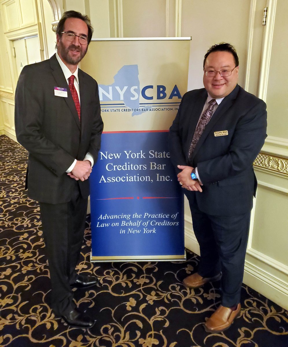 EMPEsqNY's tweet photo. The New York State Creditors Bar Association held its Fall Meeting last night.  Proud to be Vice-President of the association.  Pictured here with its President, @TheRealTimWan. https://t.co/Xk6lGfkG1O