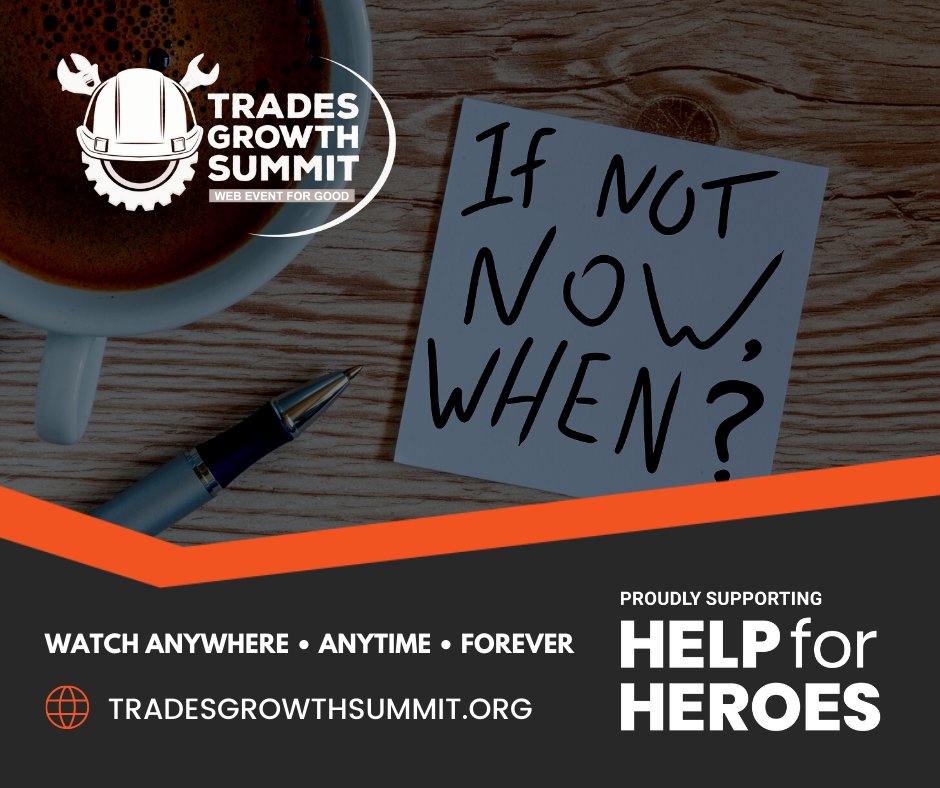 Tired of slaving away on the tools and getting nowhere??? Time to do things differently and build a business you can be proud of... All it takes is knowing how >> Learn from the 30+ of the industry's best
In support of <a href="/helpforheroes/">Help for Heroes</a>
tradesgrowthsummit.org

#tradespeople #profit