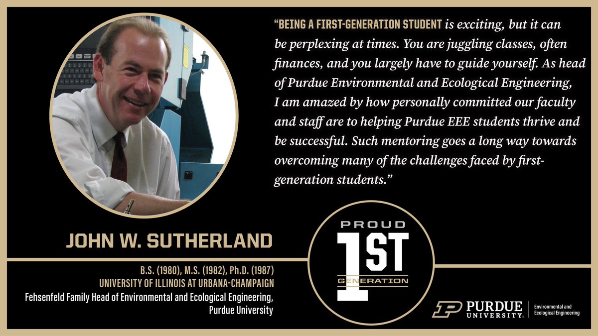 purdue_see's tweet image. We end @LifeAtPurdue First-Gen Week by highlighting our own @Sutherland_J_W, @PurdueEEE head and #firstgenerationstudent. Grateful daily his academic journey led him here! 
@PurdueEngineers @PurduEngFaculty @PurdueEngAlums @PurdueME @PurdueCE @PurdueC4E @PurdueIndEng @PurdueABE