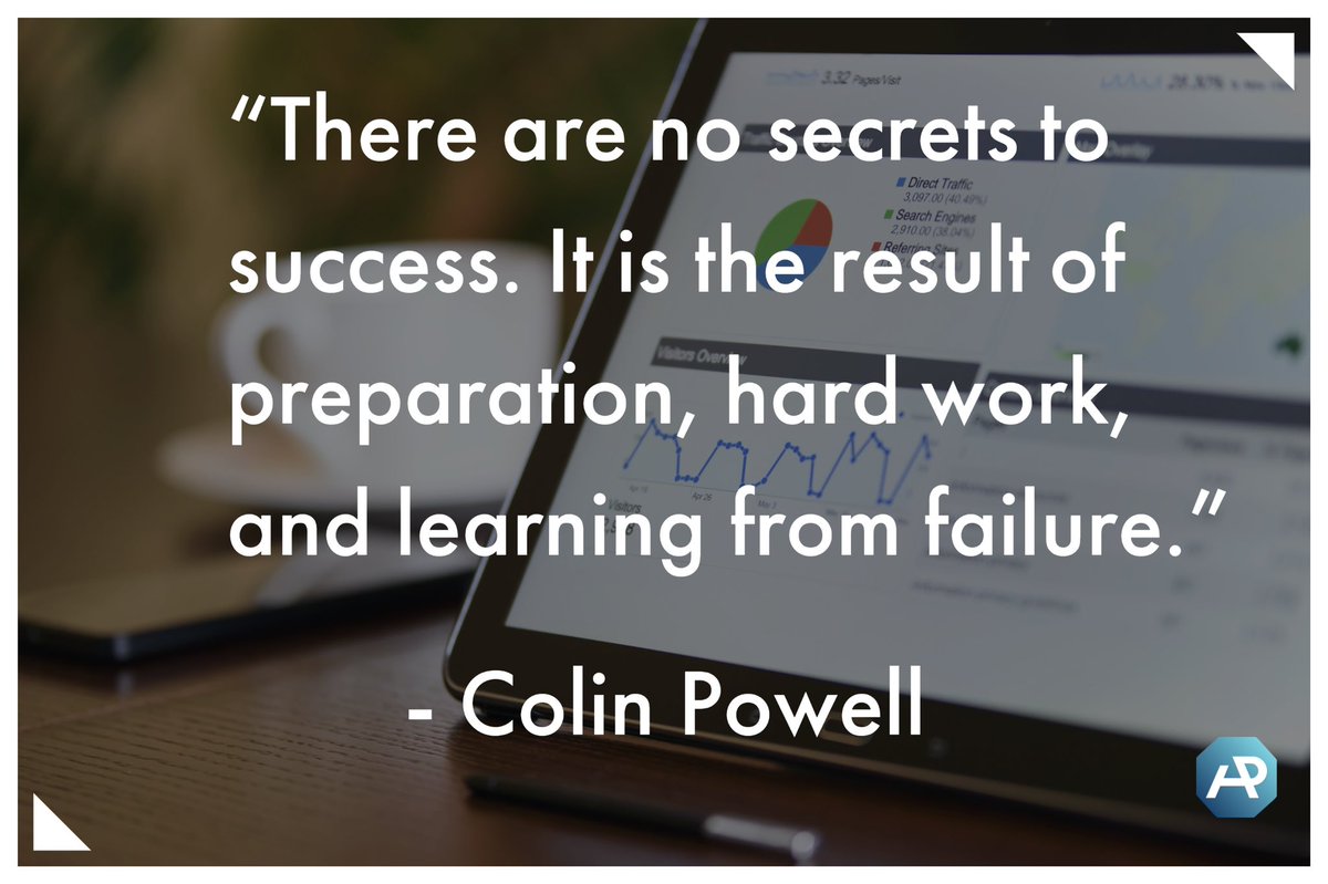 apollofactor's tweet photo. There are no secrets to success. It is the result of preparation, hard work, and learning from failure. #ColinPowell 

#business #career https://t.co/6v5WsYgGKZ