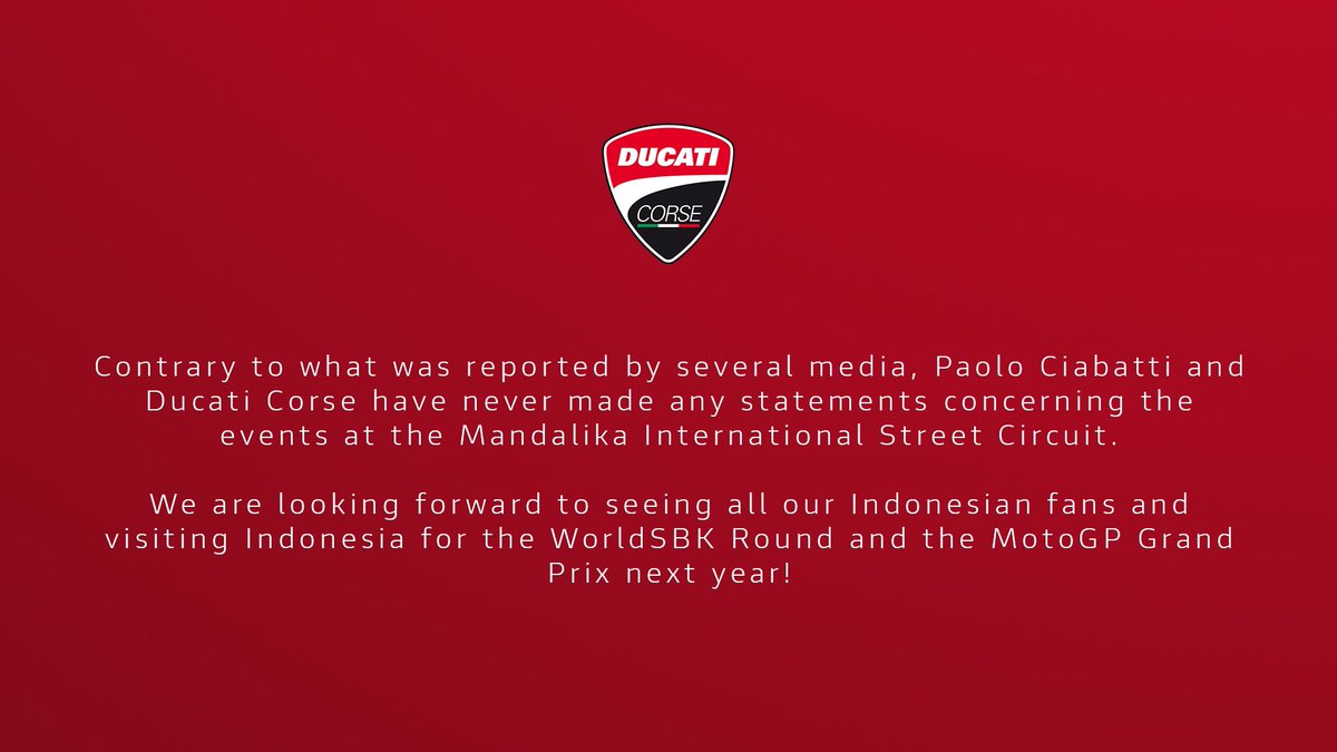 To all our Indonesian fans ❤️ We can’t wait to be there in a couple more days for the <a href="/WorldSBK/">WorldSBK</a> round! 🙌🏼

#ForzaDucati #INDWorldSBK