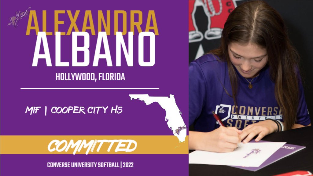 ValkyriesSB's tweet photo. Please welcome Alexandra Albano, to Spartanburg and the Valkyrie family! AJ is from Hollywood, Florida and will be studying psychology. 

Congratulations, @ajalbanoo!

#GoValkyries #WeWill @Valkyrie_Sports https://t.co/EcIs4FAttU