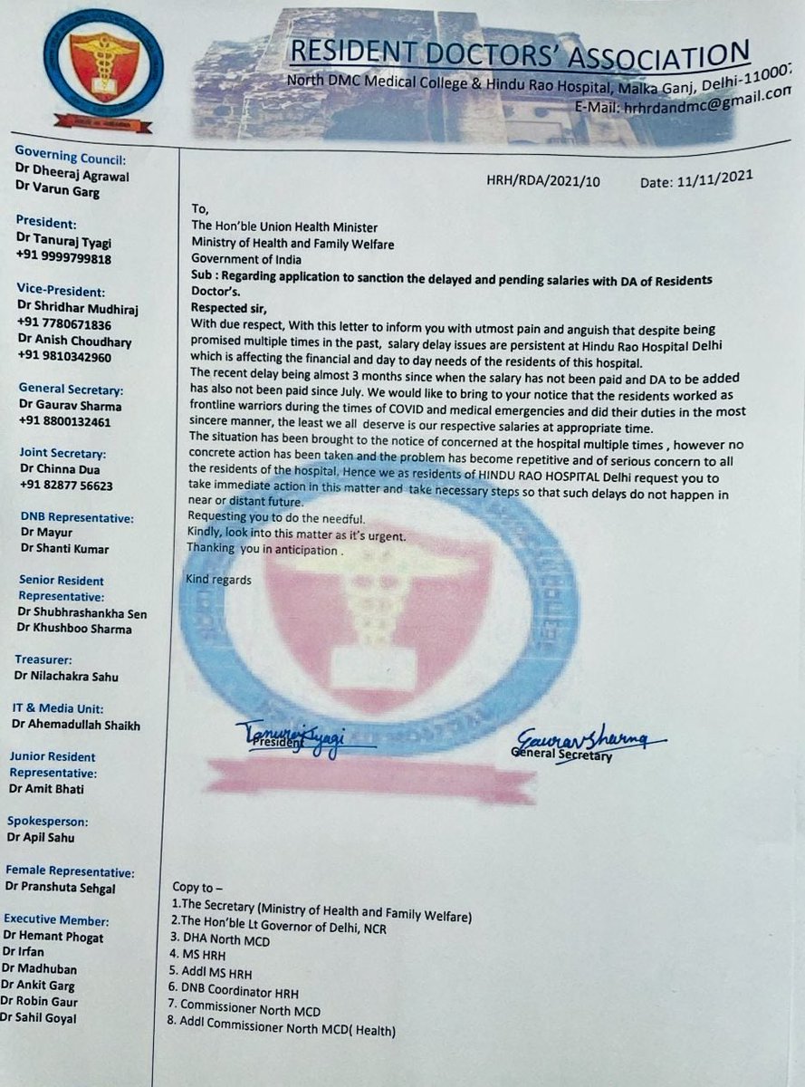 The issue of #Nonpayment of #Salaries of Resident Doctors of #HinduRaoHospital for months, persists even after multiple protests &amp; assurances! Requesting Hon’ble <a href="/CMODelhi/">CMO Delhi</a> to resolve the same, once &amp; for all <a href="/ArvindKejriwal/">Arvind Kejriwal</a> <a href="/SatyendarJain/">Satyendar Jain</a> <a href="/adeshguptabjp/">Adesh Gupta</a> <a href="/NorthDmc/">North DMC</a> @rao_cell <a href="/ANI/">ANI</a>