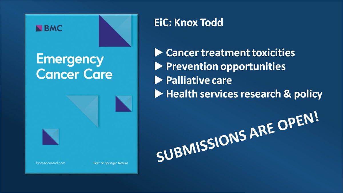 #emergcancercare
The new OA journal #EMERGENCY #CANCER #CARE is open for submissions!
The first multidisciplinary platform for #oncologic emergencies

Learn more: bit.ly/3C0SRpa
Submit your paper: bit.ly/3C6DCLs

#toxicities #prevention #palliative_care #OncEM