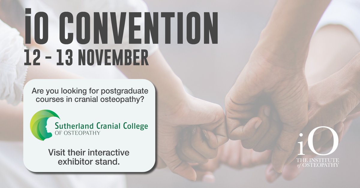 InstOsteopathy's tweet photo. @SCCOsteopathy are exhibiting at this year's iO Convention. A charitable organisation offering post-graduate #courses in the field of cranial #osteopathy. Log in to connect and arrange a meeting. #ioconvention #osteo https://t.co/9IRHBU77O6