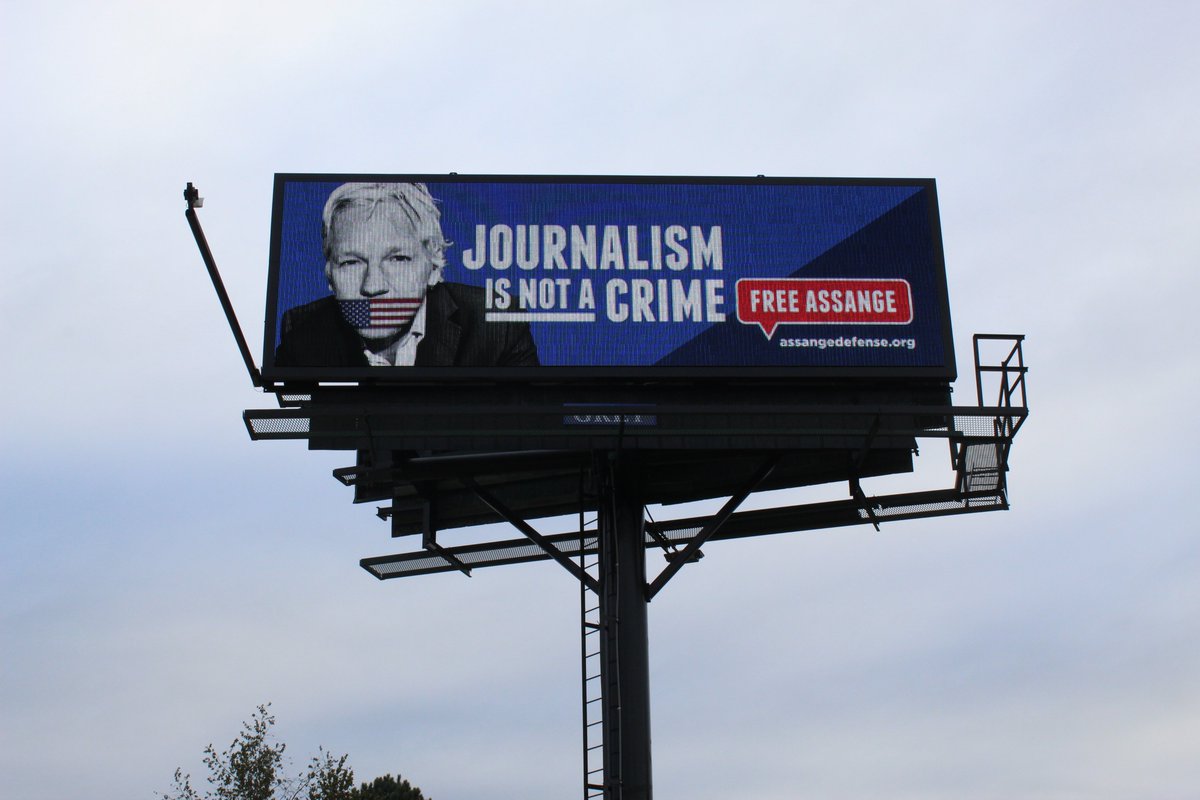 New Billboards seen in Raleigh, North Carolina in support of Julian Assange, facing 175 years if extradited for publishing the truth #NorthCarolina #FreeAssangeNOW #JournalismIsNotACrime