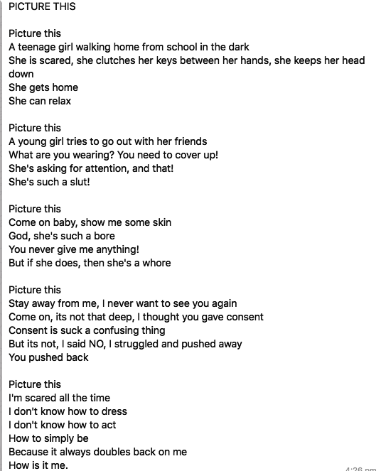 EmmaBurnell_'s tweet photo. OMG. I have just been sent this incredibly powerful and moving poem. It was written by a 13-YEAR-OLD GIRL. It's so good and so awful that she felt moved to write it and lives in a world where it makes sense. https://t.co/r6WV1AKeIy