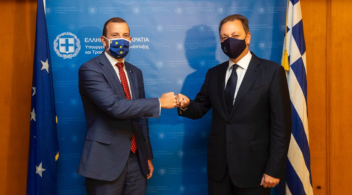 VSinkevicius's tweet photo. Touched base with 🇬🇷 Minister for Rural Development @SpiliosL this evening.

Looking forward to see the upcoming national #CAP Strategic Plan by Greece which should benefit Nature and biodiversity whilst helping the agricultural sector thrive sustainably! 

#EUGreenDeal 🇬🇷🌱🇪🇺 https://t.co/y5d7iiTZjo