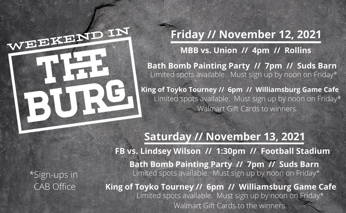 UC_CAB's tweet photo. Check out some great events on campus and from some of our downtown vendors!  Sign-ups are limited and you must sign up by noon on Friday, November 12. https://t.co/vTdFXDtCLg