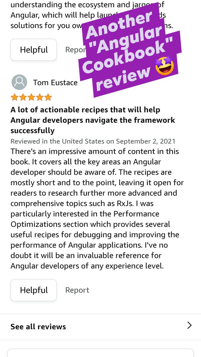 codewith_ahsan's tweet photo. Another amazing review of the #angular #cookbook on #amazon! 🤩
This makes me so happy that peoole are finding my book useful.

@github_pakistan @PacktPub @PacktAuthors #javascript #typescript #rxjs #testing #animations https://t.co/IL0AsNLwGN