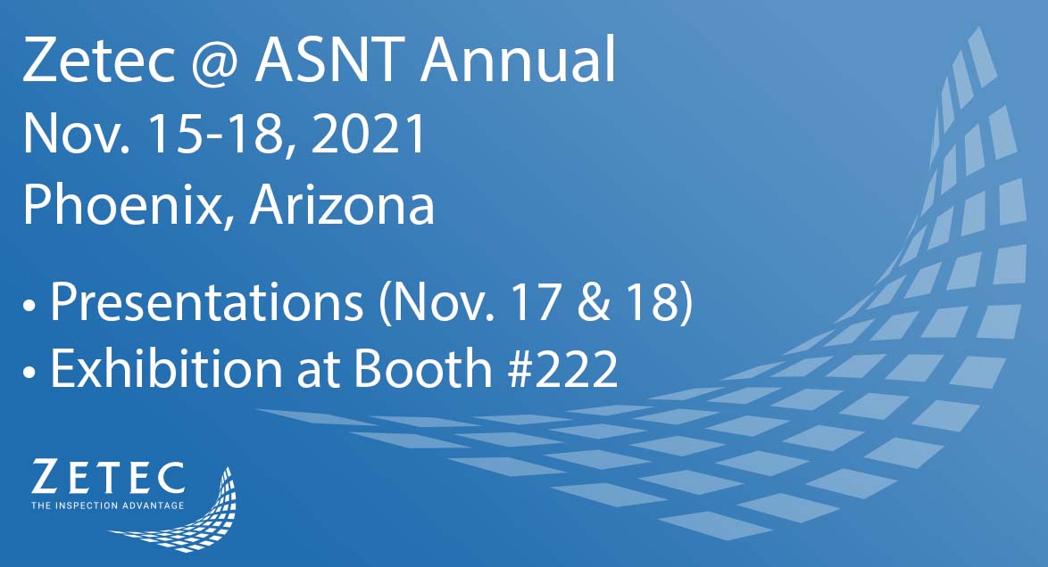 If you are attending next week's ASNT Annual Conference, don't miss the Zetec technical presentations: Multi-Layered Pressure Vessel Welds by Guy Maes &amp; Bolt Hole Inspections by Nicholas Cardillo. Be sure to also stop by the Zetec booth and say hello.

#asntannual
