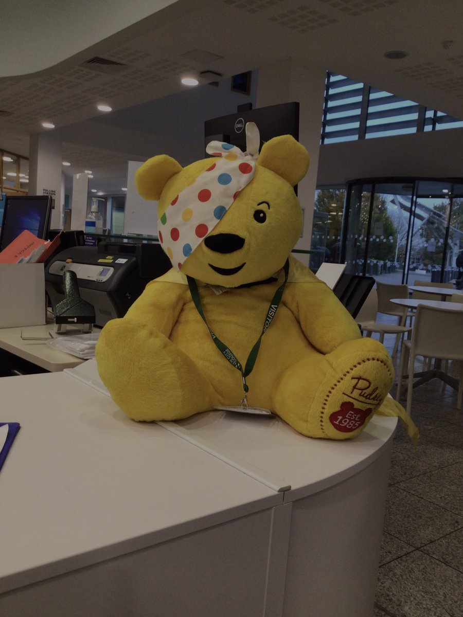 earlyyearsefc's tweet photo. It’s that time of year again and Pudsey has just signed in @NCCEpping_ he has joined us for Green week @NewCityCol #ChildreninNeed https://t.co/c7AojI0GXp