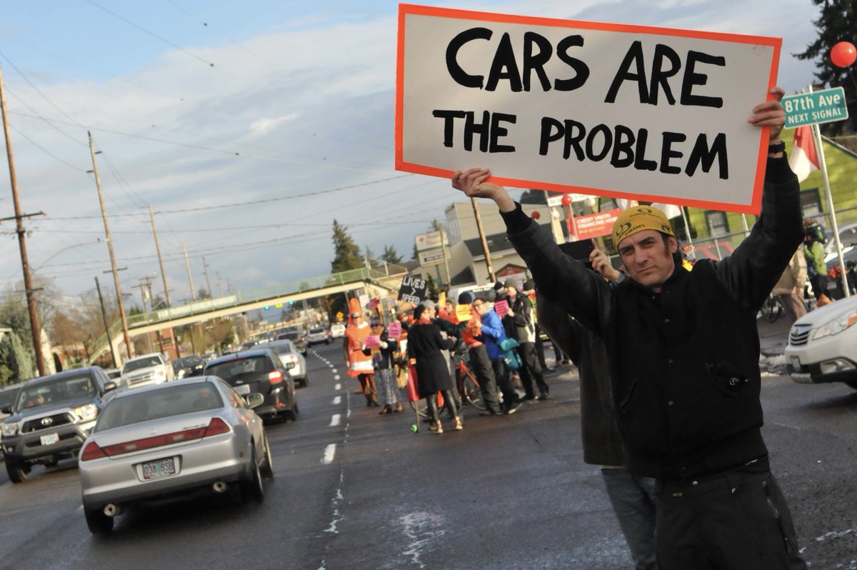 BikePortland's tweet photo. Not sure who needs to hear this but... #carsaretheproblem #COP26 

(📸 @Jonathan_Maus) https://t.co/fPSyGUgdks