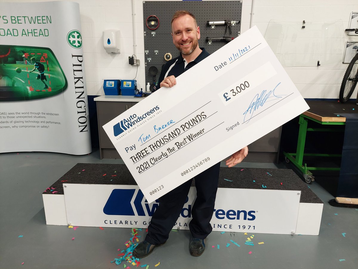 AutoWindscreens's tweet photo. Congratulations to Tom Barker for winning Clearly The Best 2021!!

#WINNER #clearlythebest #glassrepair https://t.co/BV1V4N4ieD