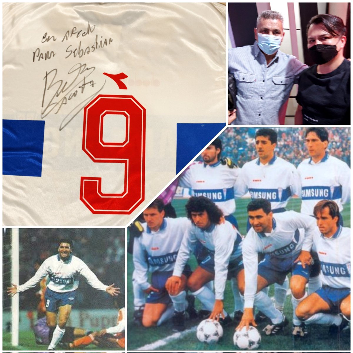 SAC_TV's tweet photo. Muchas Gracias Don @betoacosta300  
Por autografiarme esta histórica camiseta número 9, que tantas alegrías nos dió a todos los #cruzados https://t.co/xw9uPU6K3r