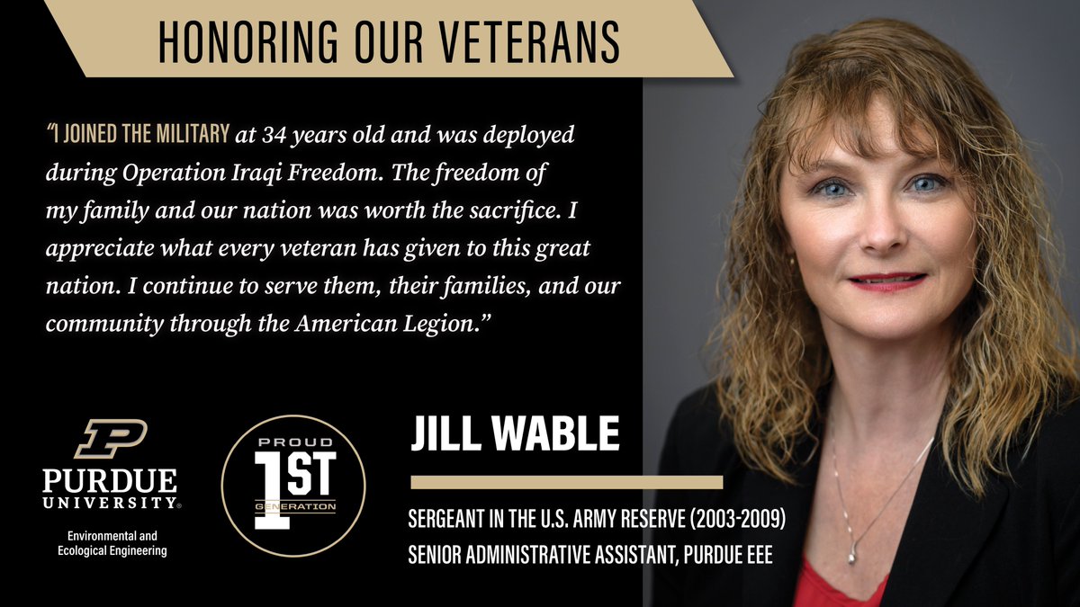 purdue_see's tweet image. Happy #VeteransDay! @PurdueEEE honors and thanks our own Jill Wable, @lifeatpurdue staff member, #firstgenerationstudent, and veteran 
@USArmyReserve Sergeant.