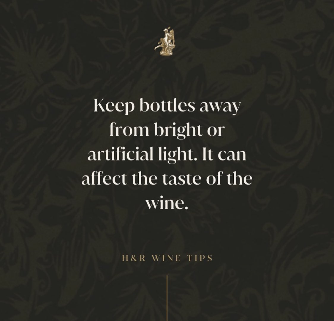 WINE TIPS 🍷🥂
Did you know there are four factors which influence wines in storage: Temperature, Light, Humidity &amp; Tilt? For more wine tips &amp; news, join the H&amp;R email list hoffmannandrathbone.co.uk