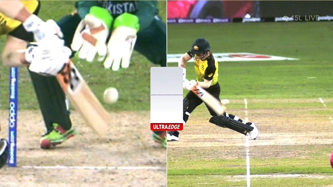 Biswajit0211's tweet photo. There was no edge detected on the ultraedge, but David Warner didn't review it and walked off with umpire's decision. #Warner https://t.co/tdRgiy0hV3