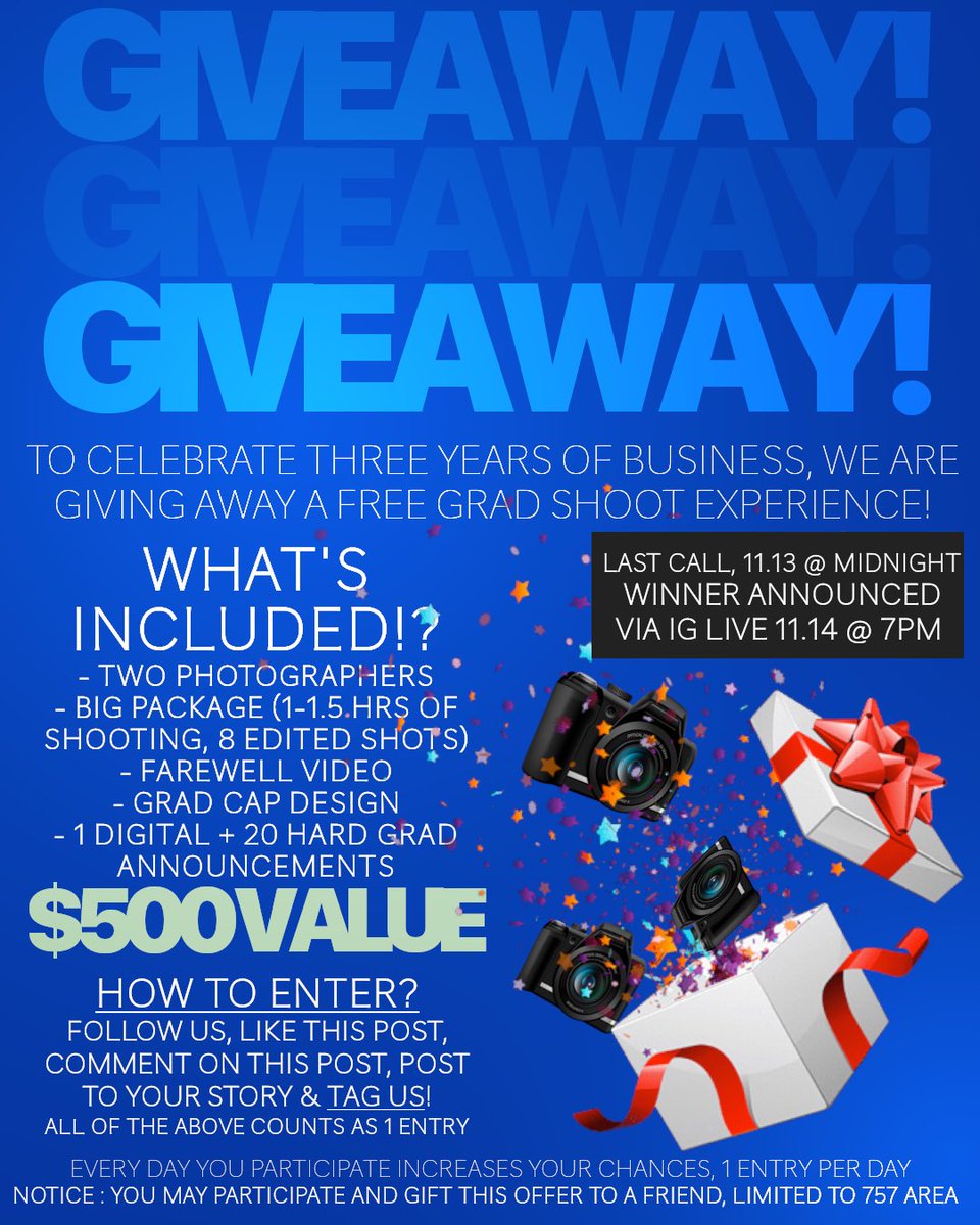 phanent's tweet photo. In light of celebrating three years of business, we are doing a grad shoot giveaway over on Instagram! See details on how to enter https://t.co/bP1BUxirgk https://t.co/wijgSZBl69