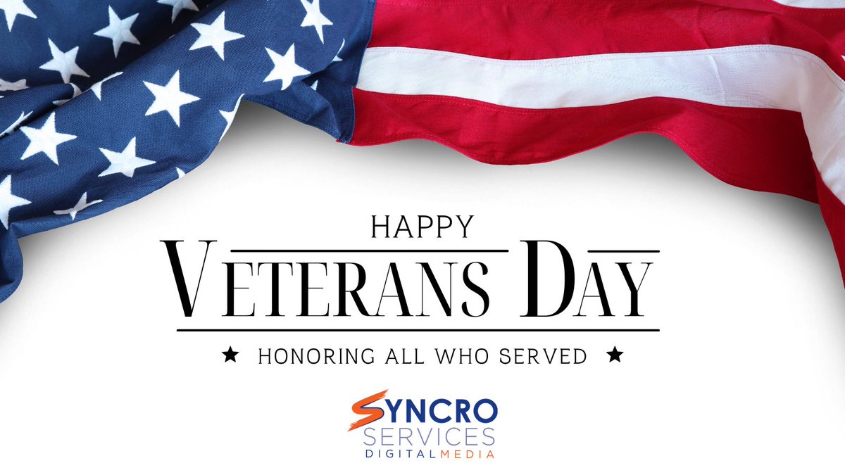syncroservices's tweet photo. #HappyVeteransDay from @syncroservices and to each service member in the armed forces. It's because of you that each of us can enjoy safety and freedom. 🇺🇸 https://t.co/pJ1R8e9UMd