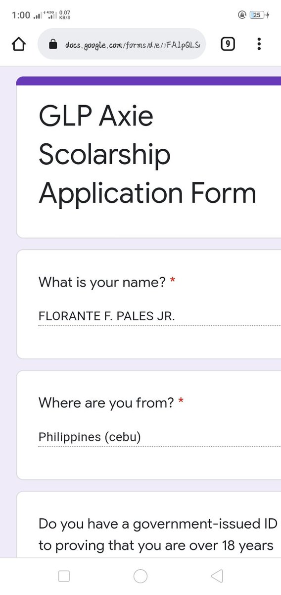 paydang123's tweet photo. @GloopGlp Done filling up the form with the knowledge I acquired, hoping to be the lucky scholar selected 🙏♥️ https://t.co/QBnV2yYwut