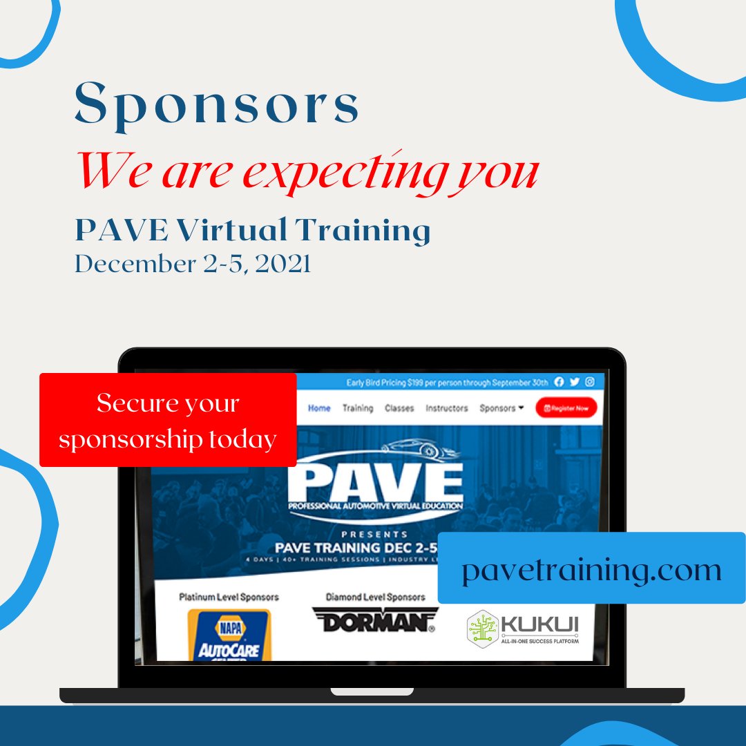 PAVE is full of #sponsorship benefits and opportunities, but they won't last long. Secure your sponsorship today at pavetraining.com #PAVETraining