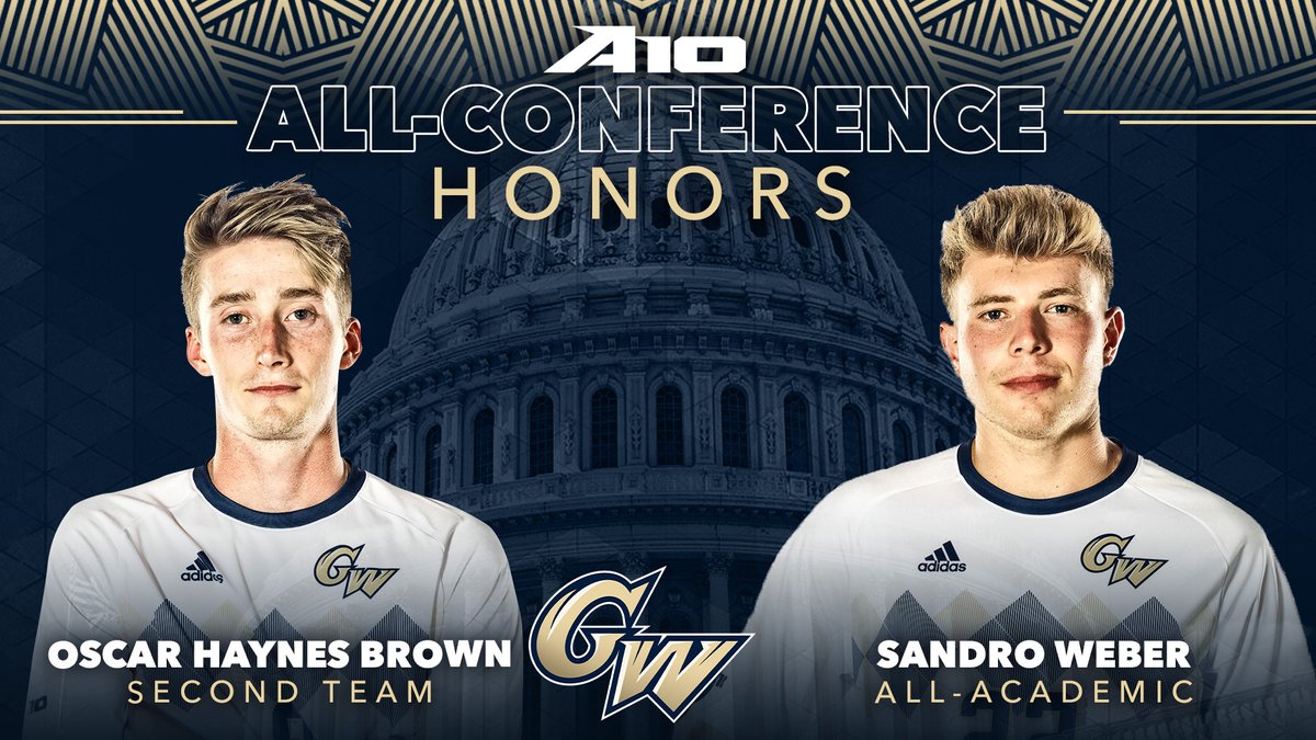 Congrats to <a href="/HaynesOscar/">Oscar Haynes Brown</a> and <a href="/SandroWeber11/">Sandro Weber</a>! Oscar earns All A-10 honors for the third time, while Sandro earns his second All-Academic nod.

➡️ gwsports.com/news/2021/11/1…

#RaiseHigh