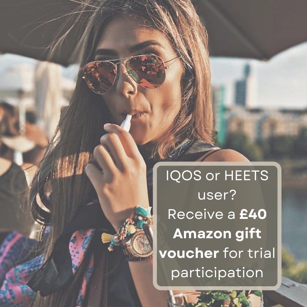 Calling all London IQOS users! 
Receive a £40 Amazon voucher for trial participation, click the link below.

participate.neucruit.com/iqos?source=f5…

#iqos #iqosfriends #heets #ploom #exsmokers #heatnotburn #QuitSMOKING