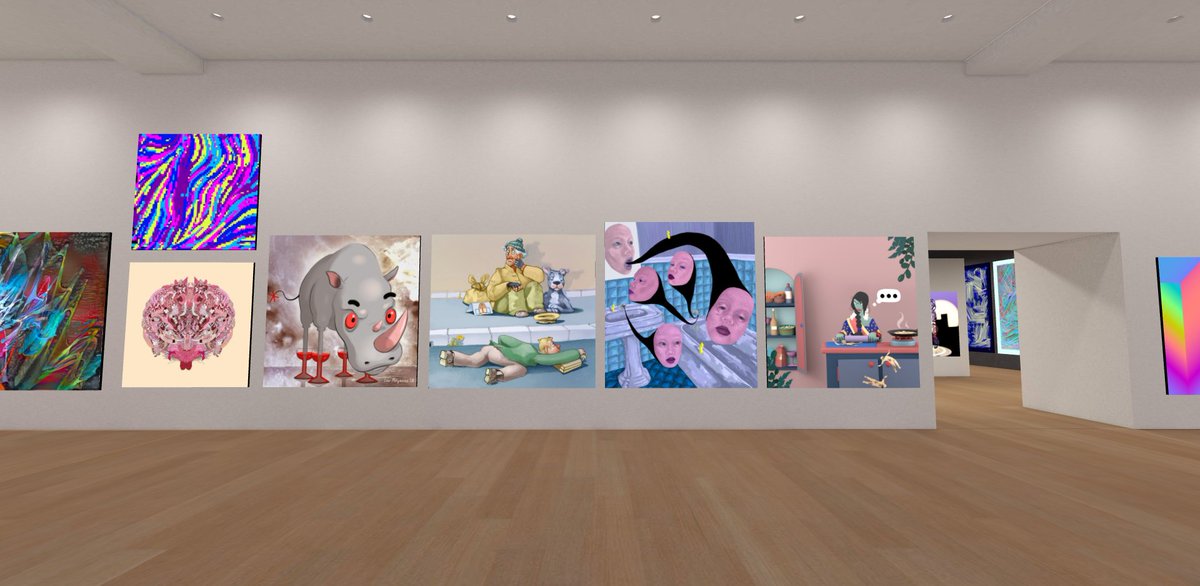 duartart's tweet photo. 1/ I'm finalizing my @oncyber_io gallery reorganization testing Cyber's new snap controls and hanging the latest additions in my collection sush as the works by @nuvolanevicata @myriadinart @Vabyvel @LevPo @eepmon and #Filaments by @abwagmi that is now supported. https://t.co/bLrL7BgKxb