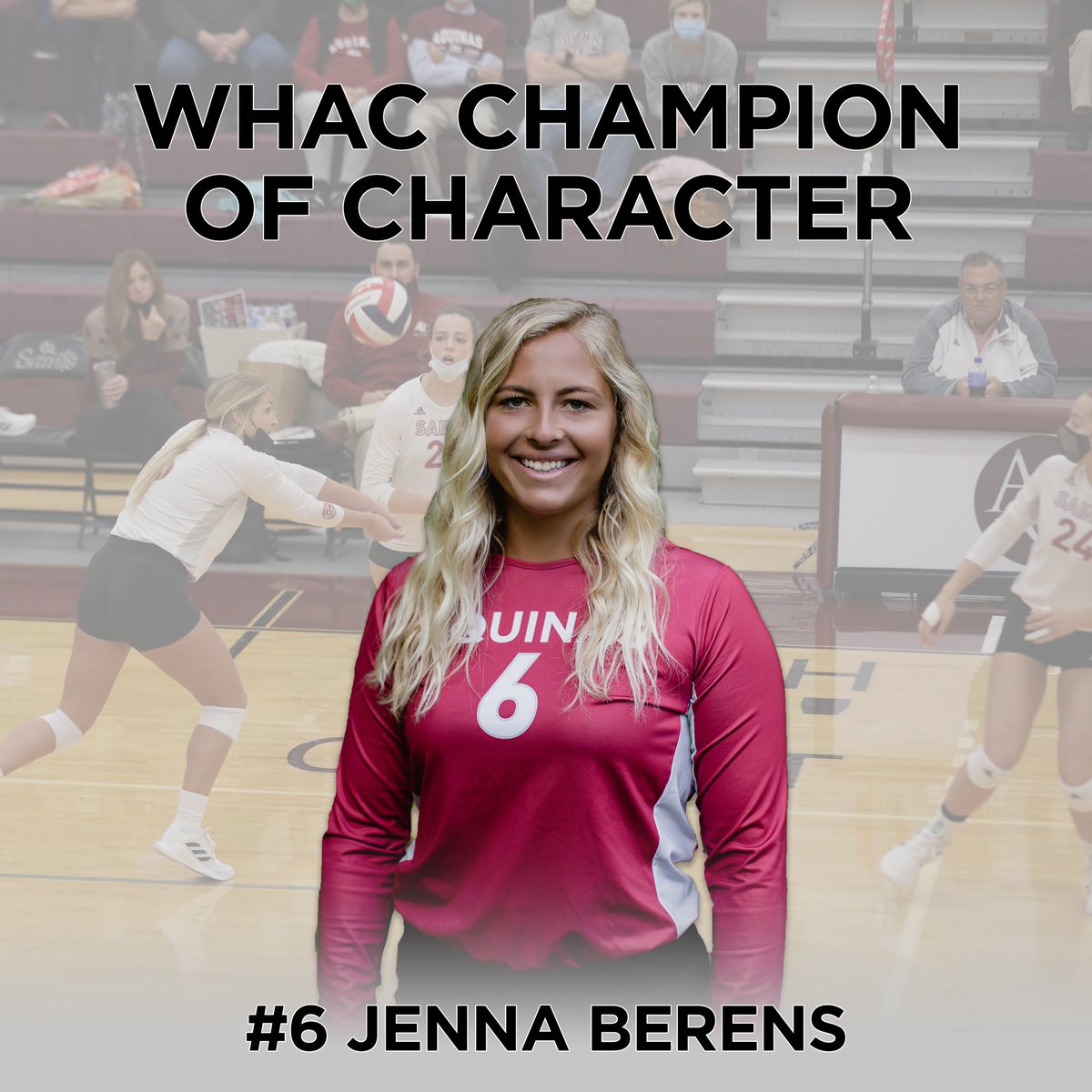 AQVolleyball's tweet photo. Congrats to @jennaberens on being named on the @WHACAthletics Champions of Character team! We are so proud of her amazing work ethic and positive attitude! She has demonstrated the five core values of integrity, respect, responsibility, sportsmanship, and servant leadership. https://t.co/kW3mnOuIZ6