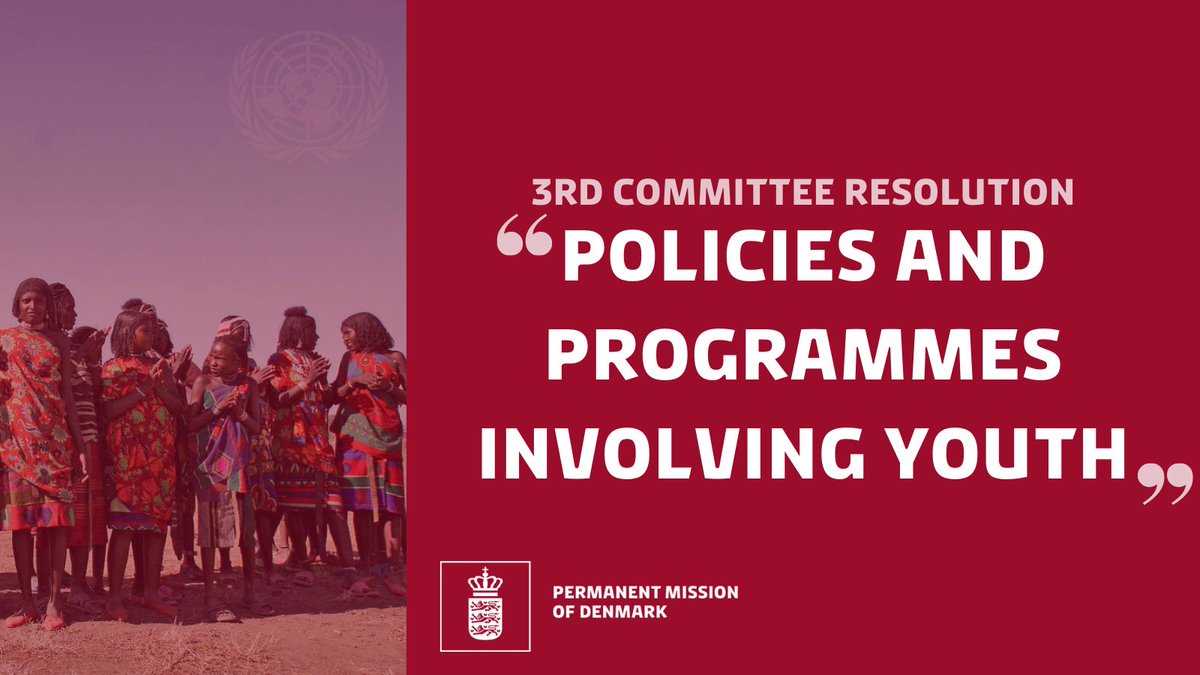 Denmark_UN's tweet photo. 3C #YouthResolution is on ensuring the meaningful participation of young persons, incl @DKyouthdelegates, in the 🇺🇳. To 🇩🇰, promoting the rights of all youth in all their diversity is vital in this regard, incl language on #SGBV &amp; multiple &amp; intersecting forms of discrimination💪 https://t.co/L0WofKEVYw