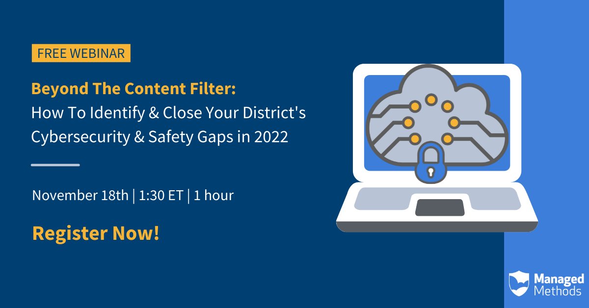 managedmethods's tweet photo. Join us next Thursday for a free live webinar to explore K-12 cloud adoption and security trends uncovered in our inaugural survey. It's going to be epic! 

https://t.co/ZZsZItbIuK
#cybersecurity #infosec #edtech #edchat #education #k12 #technologydirector https://t.co/OWq5Xq6OWW