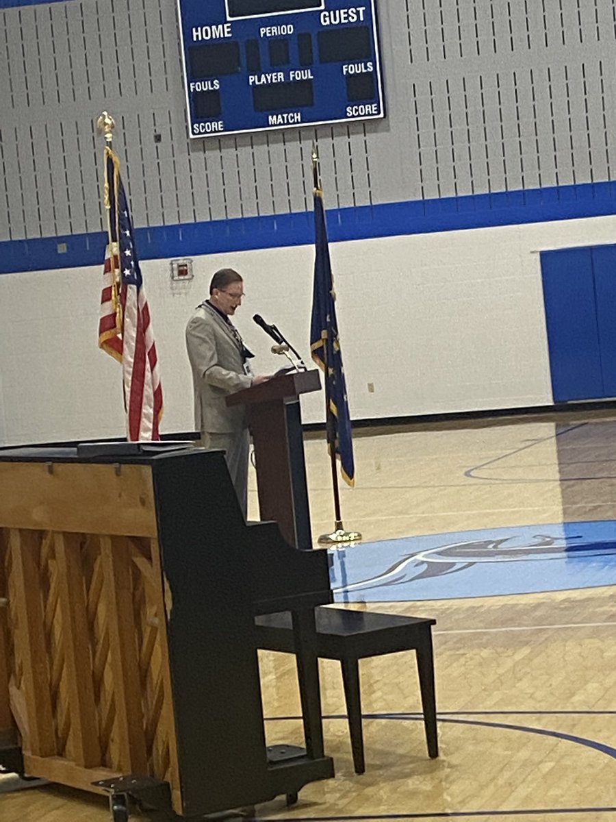 Jefftspencer's tweet photo. Great celebration at Perry Meridian 6th Grade Academy this morning to recognize and honor our veterans. Thank you to all who serve or served! @PerryTwpSchools https://t.co/meIotYk1ZR