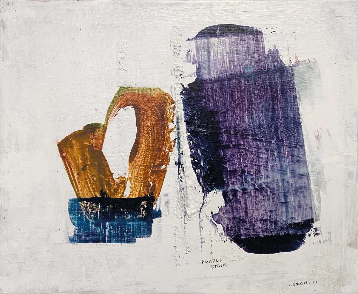 gszon's tweet photo. ’Purple Stain’ Mixed media on canvas. #abstract #stains #lyricalfields #gszon #art #lyricalstains #abstractart #artwork https://t.co/okgSC7sICW