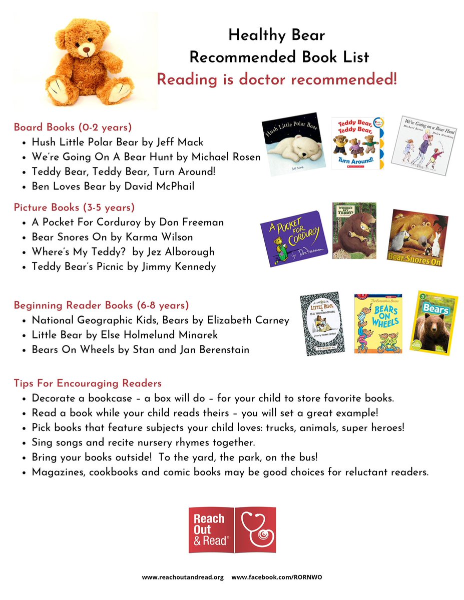 Reach Out and Read Ohio (@reachoutreadoh) on Twitter photo A signature event of <a href="/reachoutandread/">Reach Out and Read</a> community partnerships is our Teddy Bear “clinic” story times! Here’s a Teddy Bear booklist from our Northwest Ohio region! Day #4 of #ChildrensBookWeek booklists! A signature event of <a href="/reachoutandread/">Reach Out and Read</a> community partnerships is our Teddy Bear “clinic” story times! Here’s a Teddy Bear booklist from our Northwest Ohio region! Day #4 of #ChildrensBookWeek booklists!