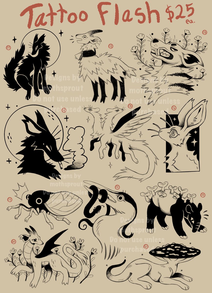 ✨ TATTOO FLASH ✨

Send the money to the PayPal link in my bio, then dm me the design(s) you want!

Please read the thread for more info 