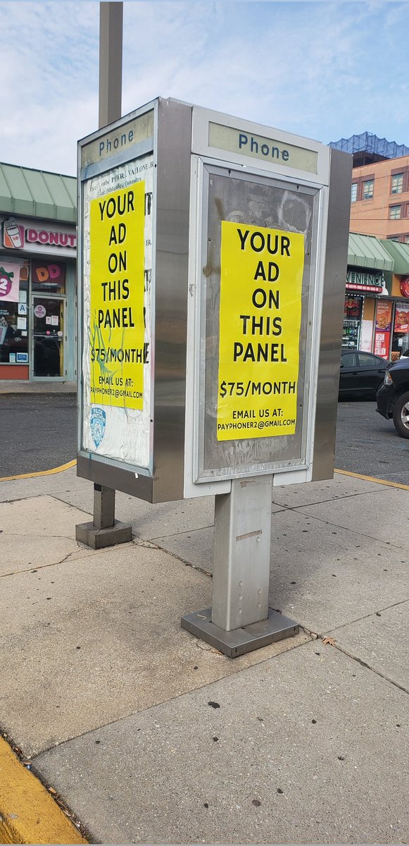 projectpayphone's tweet photo. One of the last if not the very last independent payphone service provider in New York City seeks advertisers. This sucker even has dial tone. https://t.co/mZDKZ1RrpL