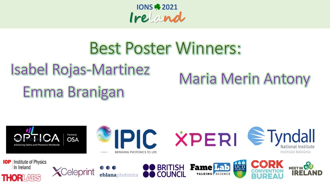 IONS Ireland 2021 (@2021ions) on Twitter photo Congratulations to Isabel, <a href="/emmaebranigan/">Emma Branigan</a> and Maria for winning the best poster awards!!🥳 <a href="/TyndallInstitut/">Tyndall Institute</a> <a href="/UCDChapter/">OPTICA Chapter UCD</a> <a href="/UCCTynChapter/">Tyndall-UCC Student Chapter</a> Congratulations to Isabel, <a href="/emmaebranigan/">Emma Branigan</a> and Maria for winning the best poster awards!!🥳 <a href="/TyndallInstitut/">Tyndall Institute</a> <a href="/UCDChapter/">OPTICA Chapter UCD</a> <a href="/UCCTynChapter/">Tyndall-UCC Student Chapter</a>