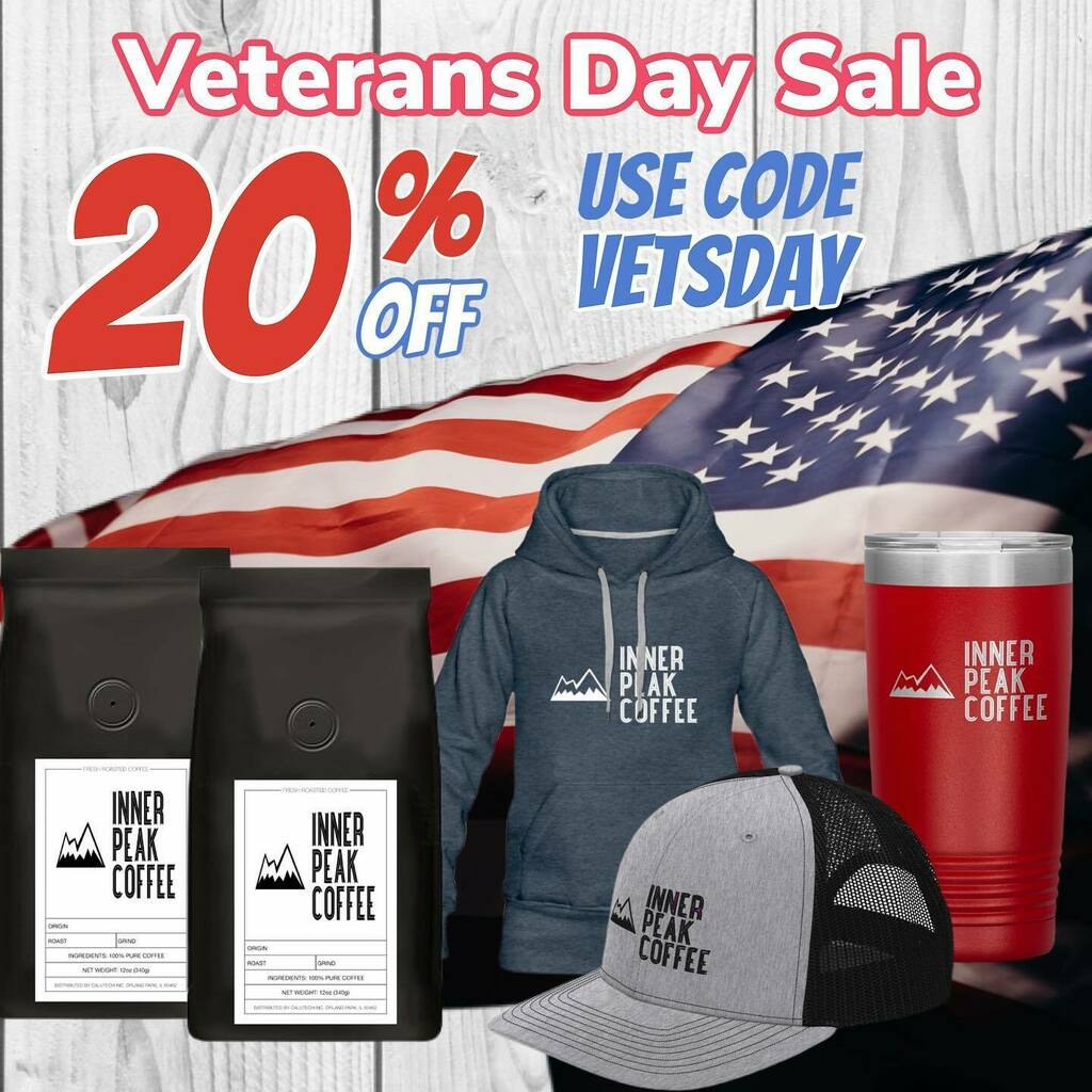 InnerPeakCoffee's tweet photo. Let’s raise our mugs to Veterans everywhere! We know freedom isn’t free, and we salute everyone who has served our great country. 
.
.
.
.
#veteransday #veteransdaysale #america #usa #coffee #salute #service #sacrifice #veteransday2021 #thursday #coffeeroaster #smallbusiness https://t.co/FlPTSA38Nc