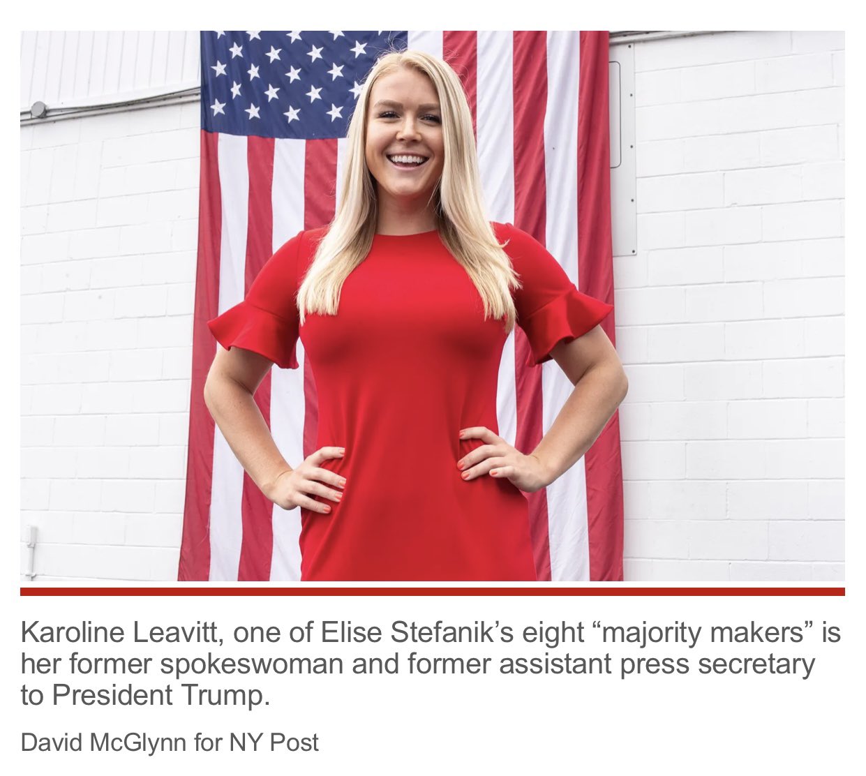 Karoline Leavitt on X: "“Stefanik is backing her former Spokeswoman  Karoline Leavitt – also an Assistant Press Secretary to Former President  Donald Trump — to unseat Democrat Chris Pappas in New Hampshire's