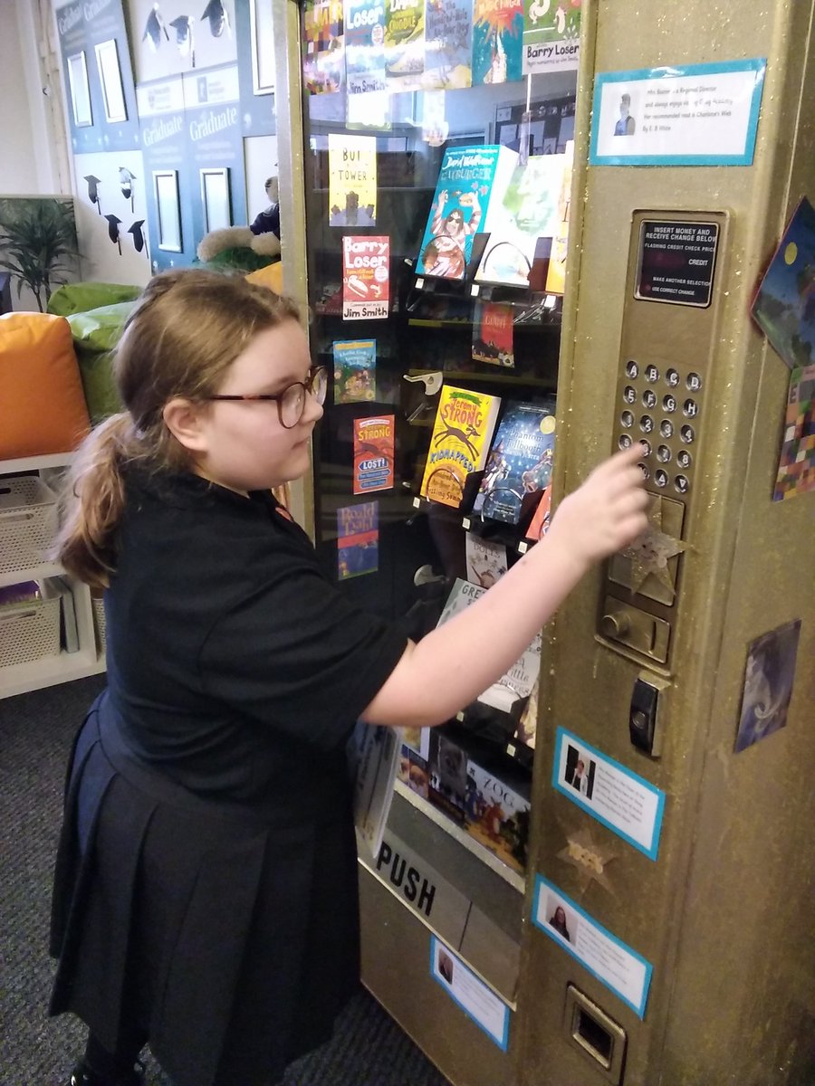 QuayAcademy's tweet photo. A huge well done to our superstar reader, Evie! Today she visited the golden vending machine twice for an incredible amount of home reads! She selected two new books to add to her growing collection. Well done Evie! #quayreader #readingforpleasure #superstarreader @QuayPrincipal https://t.co/AH3b1ZQIbF