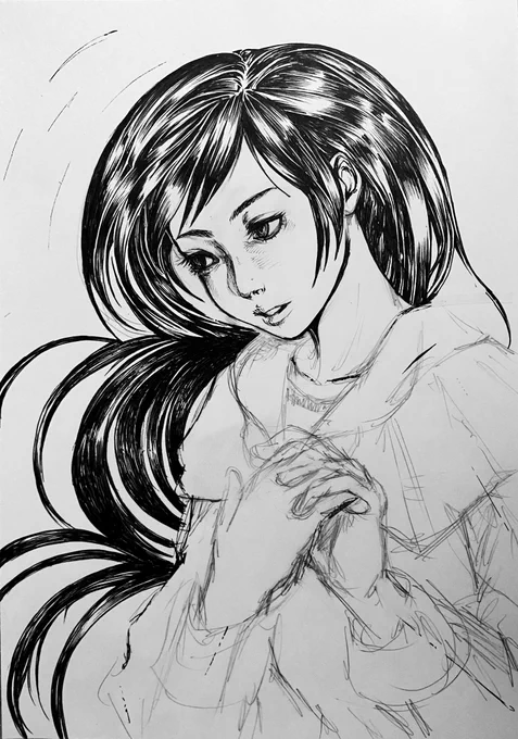 描き直してます。
昔、短時間で描いたモノが右側。
さっき描き直ししてるモノが左側。

#イラスト 
#illustration 
#オリジナル 
#Original 
#イラスト好きさんと繋がりたい 