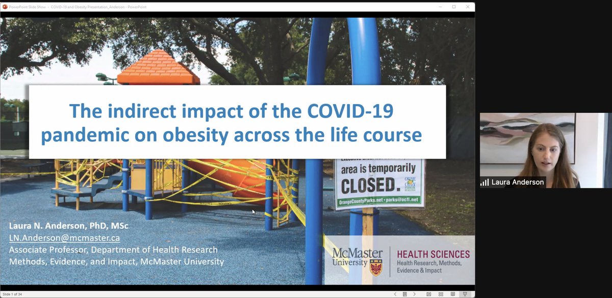 HealthScienceCU's tweet photo. Thank you to Dr. Laura Anderson (@AndersonLauraN) from @HEI_mcmaster for the excellent seminar on the "Indirect impact of the #COVID19 pandemic on #obesity across the life course." https://t.co/DF5XbUqdxf