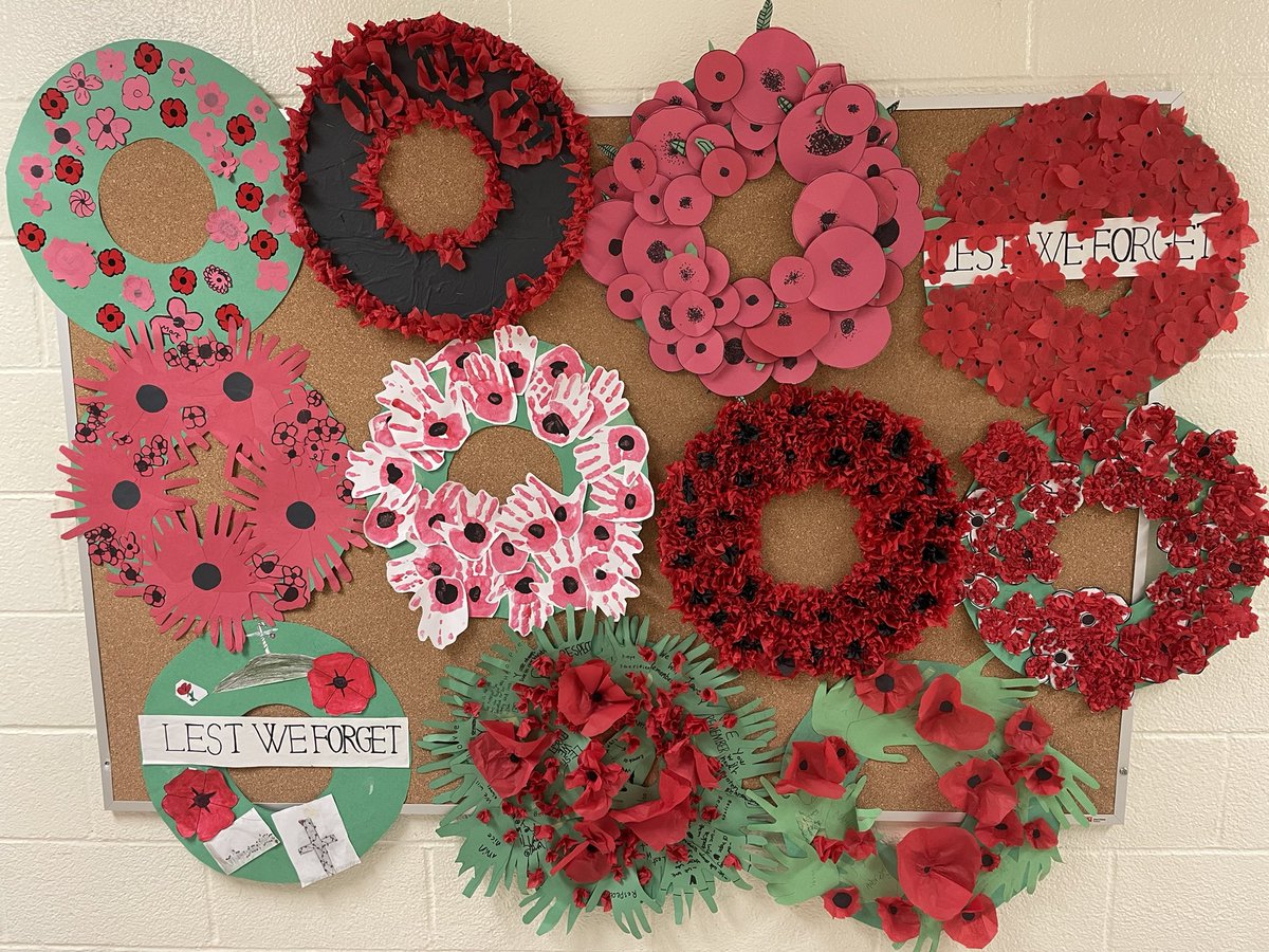 At OM MacKillop, #WeRemember   Classrooms shared contributions and participated in a virtual assembly. We then hung messages of Hope outside and observed a moment of silence as school community. #LestWeForget #yrdsb