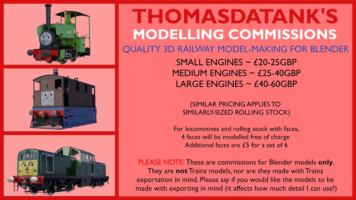 ThomasDaTank5's tweet photo. HEY YOU! - yeah you - I'm doing Blender commissions finally :) Prices are negotiable dependent on how much detail you'd like, please DM me here or on Discord (@TDT#4073) for more info or questions. I'll have 3 slots open to begin with, just cause busy life = less modelling time https://t.co/r8BWxQ80UI