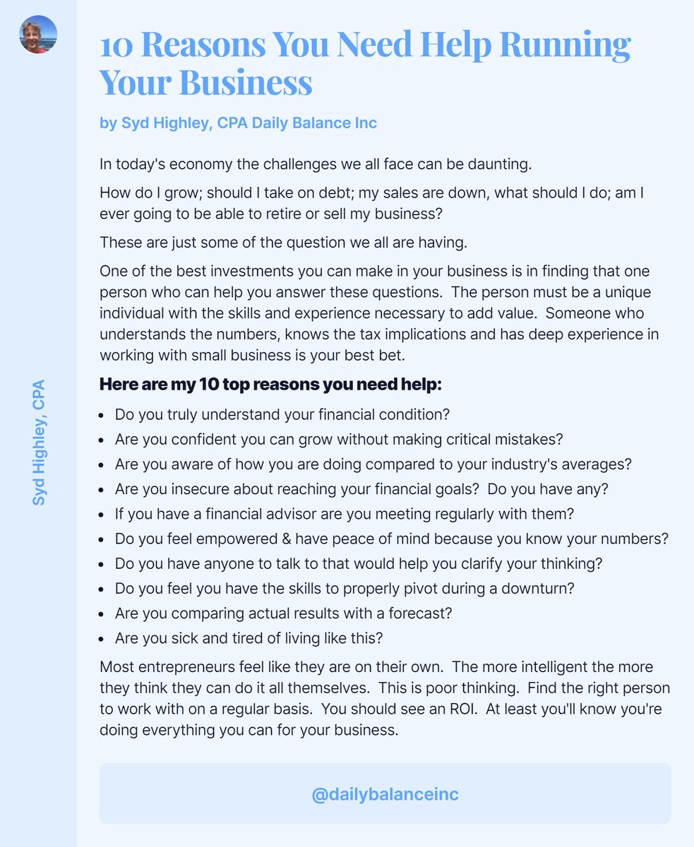 10 Reasons You Need Help Running Your Business
